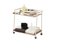 Table d'Appoint à roulettes Chariot à roulettes for Salon, Petite Table Basse en Verre, Rangement, Chariot de Salon, mobilier de Salon de beauté(Beige)