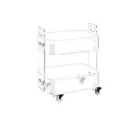 VEVOR Table d'appoint à roulettes en Acrylique, 30,5 x 41,6 x 48 cm, Chariot de Service Transparent à 2 Niveaux, Bureau de Rangement Mobile, Table Basse Moderne, pour Salon, Chambre à Coucher, Bar