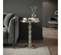 FineBuy Table d'appoint Argent 40cm Aluminium Table Ronde - Table d'appoint Finition Brute - Table Basse Design Table Décorative - Table en Métal Orientale Moderne - Table de Canapé Faite à la Main