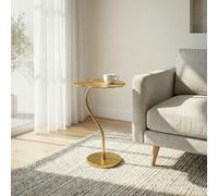 FineBuy Table d'appoint Aluminium Or 40x38cm - Design Feuille Table d'appoint Salon - Table Basse Moderne - Table à Fleurs Élégante Salon Fait Main