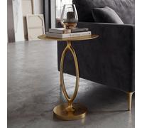 FineBuy Table d'appoint Aluminium 44cm Ronde Or - Table en métal Design - Table de Salon extravagante - Table Basse Moderne en métal - Table d'appoint élégante Faite à la Main
