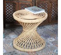 Table d'appoint Anisa Ronde en rotin Naturel Fait à la Main Table Basse Salon Meuble de Salon rétro Ethnique Table Basse CASA Moro CF2086