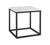 Table d'appoint aspect marbre carrée réglable en hauteur noir et blanc