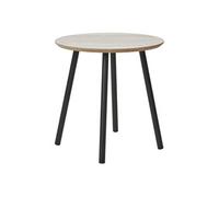 Table d'appoint aspect travertin pieds noirs Ø 40 x 40 cm