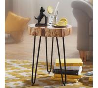 Table d'appoint aspect tronc d'arbre 35 cm en acacia et métal - SURATE