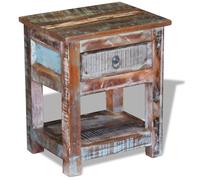 Vidaxl Table D'appoint 1 Tiroir Bois De Récupération Massif 43x33x51cm
