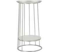 Table d'Appoint Avec Étagère en Marbre "Tower" 76cm Argent Gris