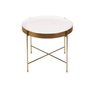 Table d'appoint avec plateau réversible bleu canard / blanc D51 cm SATEEN