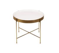 Table d'appoint avec plateau réversible bleu canard / blanc D51 cm SATEEN
