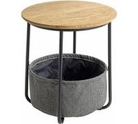 Table d'Appoint Avec Rangement "Rubi" 50cm Naturel & Gris Marron