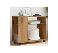 vidaXL Table d'appoint 853154 – chêne artisanal, bois d'ingénierie, avec roues Marron
