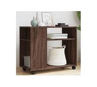vidaXL Table d'appoint 853152 avec roues – chêne marron – bois d'ingénierie