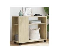 vidaXL Table d'appoint à roulettes Chêne Sonoma en bois d'ingénierie