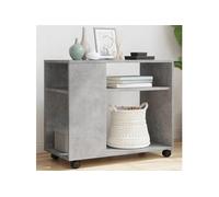 vidaXL Table d'appoint avec roues, gris béton, bois d'ingénierie