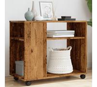 vidaXL Table d'appoint avec roues Vieux bois, bois d'ingénierie Marron
