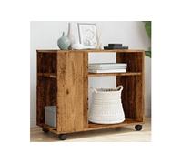 vidaXL Table d'appoint avec roues Vieux bois, bois d'ingénierie Marron