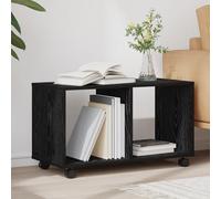 Table d'appoint avec roulettes chêne noir 72 x 33 x 42,5 cm avec deux grandes étagères et quatre roulettes stables pour une mobilité facile et des solutions de rangement pratiques dans