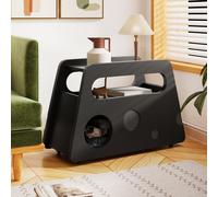 Table d'appoint avec roulettes, coins arrondis, mobile, gain de place, pour salon et chambre, 81x33x51,5 cm, Noir