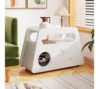 Table d'appoint avec roulettes, coins arrondis, mobile, gain de place, pour salon et chambre, 81x33x51,5 cm, Blanc