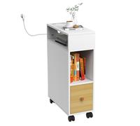 Table d'appoint avec station de recharge Roulettes, table de salon avec 1 tiroir et port USB et prise de courant