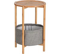 Table d'appoint BAHARI, en bambou, avec panier de rangement en tissu, ronde, WENKO