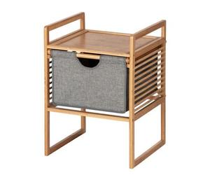 Table D'appoint Bahina En Bambou Avec 1 Tiroir En Tissu - Gris Gris