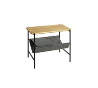 PEGANE Table d’appoint 3 Niveaux en Bambou Naturel et métal Noir - Longueur 60 x Hauteur 50 x Profondeur 38 cm