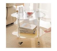Table d'appoint basse, chariot de rangement à double couche, table d'appoint en acrylique simple et mobile, table basse ondulée pour salon
