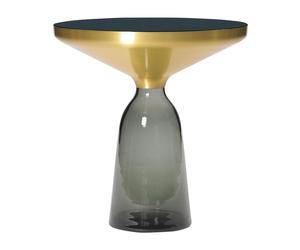 Table d'appoint Bell Side Table laiton H 53cm/Ø 50cm/glass base HxØ 37x22cm