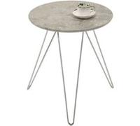 Table d'appoint BENNO table à café table basse ronde bout de canapé design retro vintage pieds épingle en métal chromé, décor béton