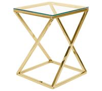 Beliani Table d'Appoint Carrée 40 cm avec Plateau en Verre et Cadre en Métal Doré au Style Moderne et Glamour