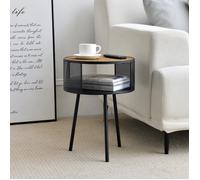[en.casa] Table d'Appoint Design avec Espace de Rangement Intérieur Bout de Canapé Table de Chevet Capacité de Charge 15 kg Métal Panneau de Particules 45 x 34 cm Noir Effet Bois
