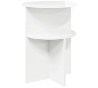 Table d'appoint blanche à haute brillance, plateau rond 39,5 x 55 cm | Matériau à base de bois, finition lisse, installation facile, design compact, universel pour le salon et la chambre à coucher