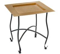 Table d'appoint bohème décorative en métal Sule 42 cm - Petite table à thé ronde orientale avec cadre pliable noir - Le plateau de ces tables pliantes est orientale en or