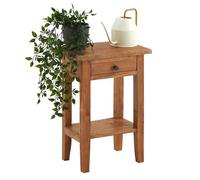 Table d'appoint BOSSONS L 51 cm en acajou coloris naturel, petit meuble avec 1 tiroir et 1 étagère