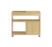 SoBuy Bout de Canapé sur roulettes FBT152-N 1 Plateau Semi-Fermé et 3 Compartiments avec 2 Portes coulissantes L70 x P30 x H60 cm