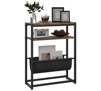 HomCom Table d'appoint bout de canapé – étagère & porte‑revues, 43×18×56 cm, noir/marron foncé