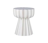 Table d'appoint. bout de canapé. table de chevet. acier émaillé rayures bicolore. gris beige et blanc. Ø34 x H41cm