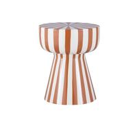 Table d'appoint. bout de canapé. table de chevet. acier émaillé rayures bicolore. terracotta et blanc. Ø34 x H41cm