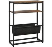 HomCom Table d'appoint bout de canapé – étagère & porte‑revues, 43×18×56 cm, noir/marron foncé