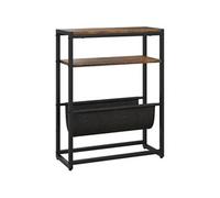 Table d'appoint bout de canapé table d'entrée avec étagère et porte-revues structure en acier design industriel - 43l x 18P x 56H cm noir marron