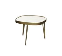 Table d'Appoint Bronze et Céramique Marbrée Blanche - PARRA -