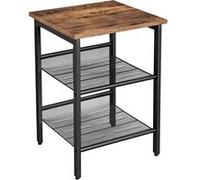 Table d'appoint carré 2 étagères - Naturel fonce Naturel foncé et noir G