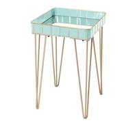 Table D'appoint Carrée 35x56 Cm En Métal Turquoise Et Doré Multicolore