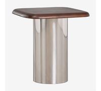 Table d'appoint carrée 40x40 cm Merieines Poignée en bois foncé ¿50 cm