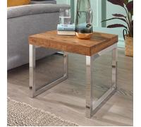 Table d'appoint carrée 45x40 cm en sheesham et métal - ALISTER