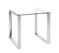 Table D'appoint Carrée 55x55 Cm En Verre Et Inox - Gentong Multicolore
