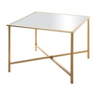 Table D'appoint Carrée 60x45 Cm Avec Plateau En Miroir Et Métal Doré Doré