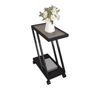 Table D'appoint Carrée Blanche, Bout De Canape Étroite À Roulettes, Petite Table Basse Pour Salon, Avec Plateau En Verre Trempé, Structure Inférieure En Acier Carbone, Pour Chambre(D,20X45X54CM)