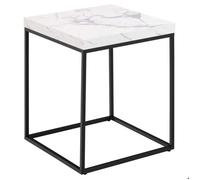 Table d'appoint carrée décor marbre blanc et noir - AYA - 40x40x45 cm - Salon - Contemporain - Design